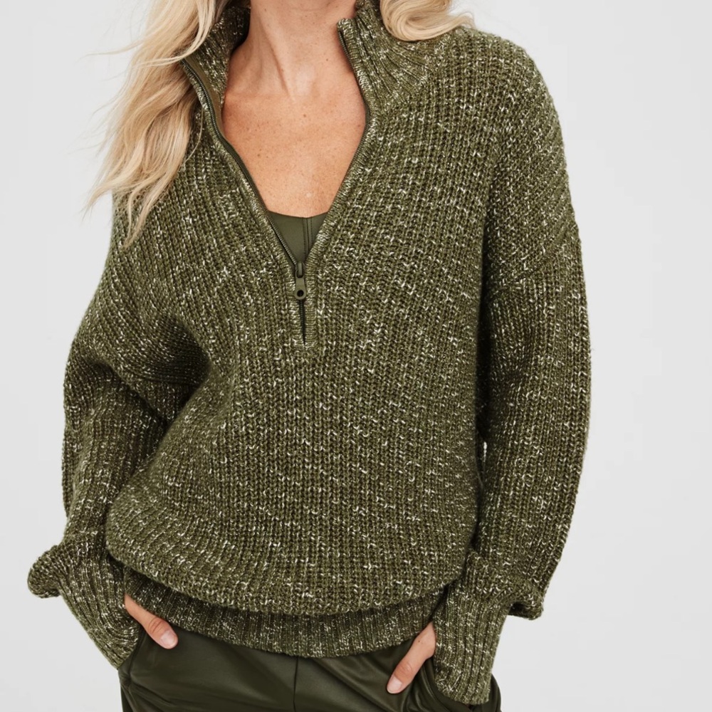 OFFLINE By Aerie Chillside Quarter Zip Sweater